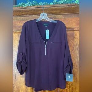 STITCH FIX Fortune + Ivy Purple Blouse with Zipper
